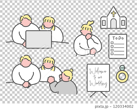 結婚式　準備　計画　ウエディング　イラスト 120334002