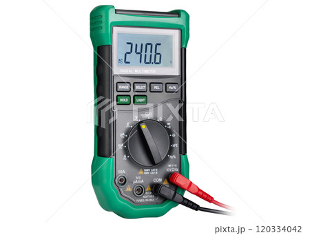 Digital Multimeter Close Up with Probes Connected Digital Multimeter Close Up with Probes Connected 120334042