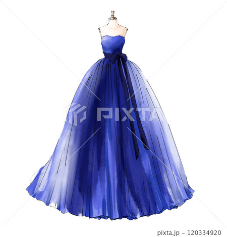 ウェディングドレス　青　ネイビー 120334920