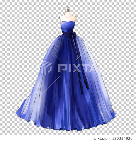 ウェディングドレス　青　ネイビー 120334920