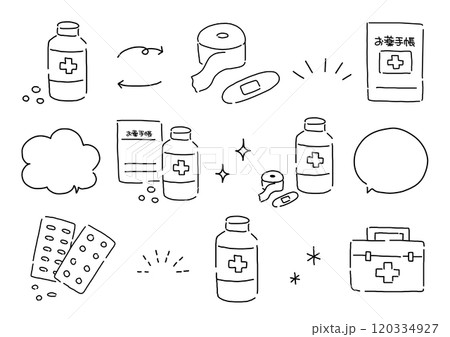 シンプルな薬のイラスト素材セット 120334927