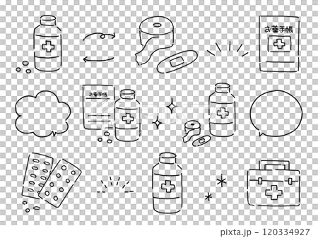 Simple medicine illustration material set 120334927