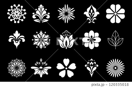 Flower icons set. Isolated elements for design. Vector graphics. Flower icons set. Isolated elements for design. Vector graphics. 120335018