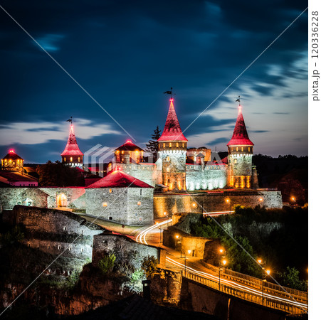 nighttime view on Kamenetz-Podolsky fortress 120336228
