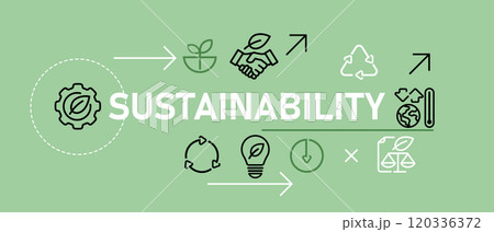 Sustainability ecology green conservation sustainable icon illustration green background conceptual header future reduce reuse recycling 120336372