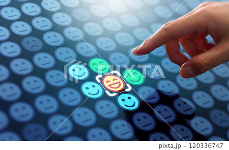 ニッチマーケティングと顧客満足度調査。市場調査とマーケティング戦略。もっとも良い顧客レビューの顔アイ ニッチマーケティングと顧客満足度調査。市場調査とマーケティング戦略。もっとも良い顧客レビューの顔アイ 120336747