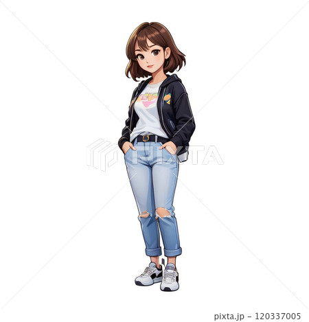 カジュアルな服の女の子 120337005