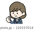拳を握る怒り顔の女性のイラスト 120337014