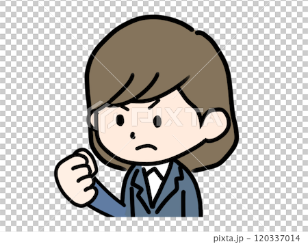 一個憤怒的女人握著拳頭的插圖 120337014