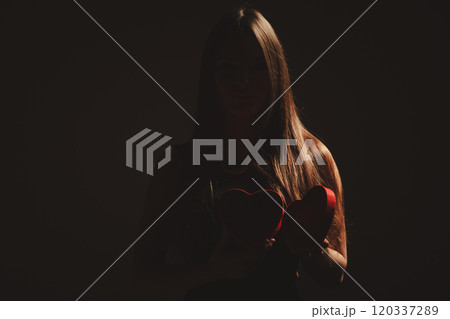 Woman with valentines box Woman with valentines box 120337289