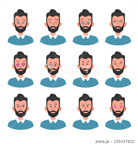 Portraits of man. Boy Avatar. Male emotions. Portraits of man. Boy Avatar. Male emotions. 120337822