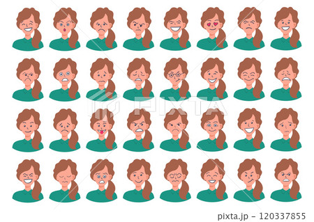 Portraits of woman. Girl Avatar. Female emotions. Portraits of woman. Girl Avatar. Female emotions. 120337855