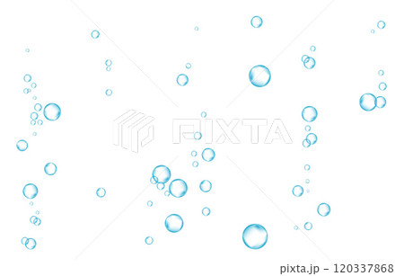 Oxygen air bubbles  flow  in water on white  background. 120337868