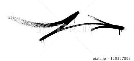 Graffiti arrow with overspray in black over white. 120337892