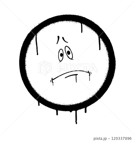 Graffiti emoticon. Smiling face painted with smudges of spray paint. Vector illustration 120337896