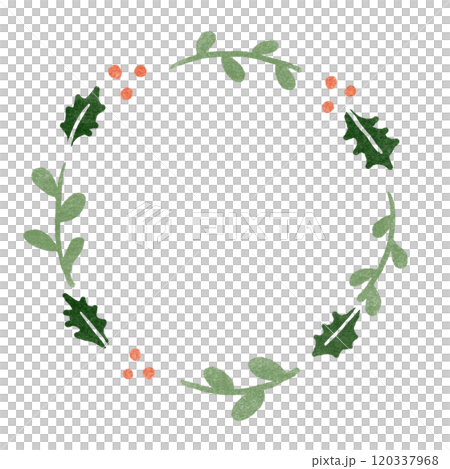 Stamp-style red berry wreath 120337968