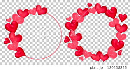 Round frame with pink hearts and space for text. Watercolor and marker illustration. Hand drawn isolated art. Background for Valentine's Day, Singles Day, Friends Day. Romantic frame for cards. Round frame with pink hearts and space for text. Watercolor and marker illustration. Hand drawn isolated art. Background for Valentine's Day, Singles Day, Friends Day. Romantic frame for cards. 120338236