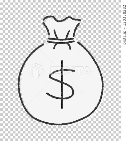 通貨記号の$とお金の入った袋のイラスト - 手書きのシンプルなドルでの貯金や利益のイメージ素材 通貨記号の$とお金の入った袋のイラスト - 手書きのシンプルなドルでの貯金や利益のイメージ素材 120338282