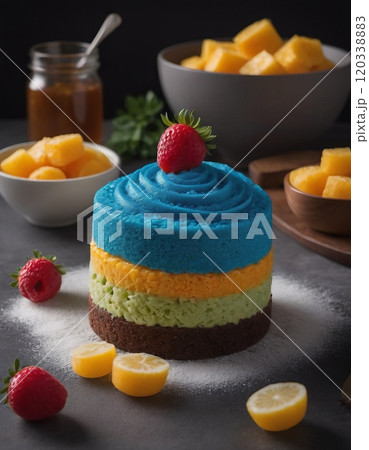 fruit dessert on a served table healthy eating 120338883