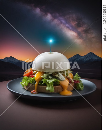 hamburger on a served table hamburger on a served table 120338912