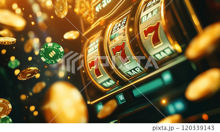 Slot machines and flying casino chips - Stock Illustration [120339143] -  PIXTA