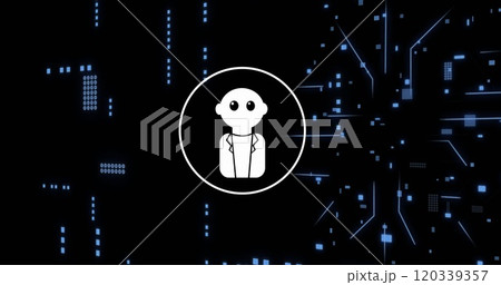 Image of ai data processing over chat bot and computer circuit board 120339357