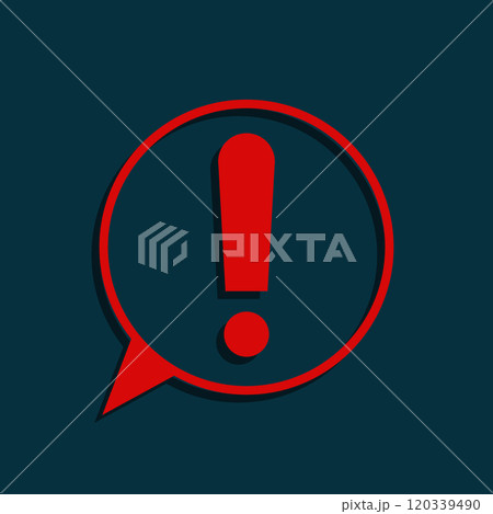 Red Exclamation Mark in Speech Bubble Symbolizing Warning, Attention, and Urgency. Alert or Warning Symbol 120339490