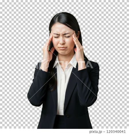 頭痛に悩む若いビジネスウーマン 120340041