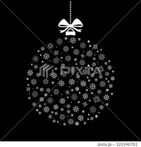 Christmas ball made from snowflakes. Christmas ball with colorful elements. Vector illustration for greeting card background. Christmas ball made from snowflakes. Christmas ball with colorful elements. Vector illustration for greeting card background. 120340701