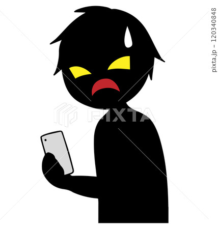 スマホを持った黒色のシルエットの悪人イメージの素材 スマホを持った黒色のシルエットの悪人イメージの素材 120340848