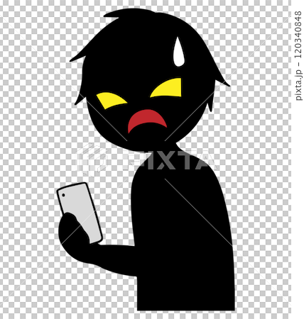 スマホを持った黒色のシルエットの悪人イメージの素材 スマホを持った黒色のシルエットの悪人イメージの素材 120340848