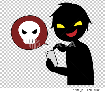 Image of a black silhouette of a villain holding a smartphone Image of a black silhouette of a villain holding a smartphone 120340858