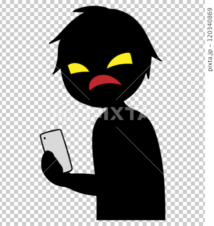 拿著智慧型手機的小人黑色剪影圖片素材 120340869
