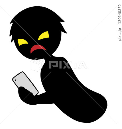 スマホを持った黒色のシルエットの悪人イメージの素材 スマホを持った黒色のシルエットの悪人イメージの素材 120340870