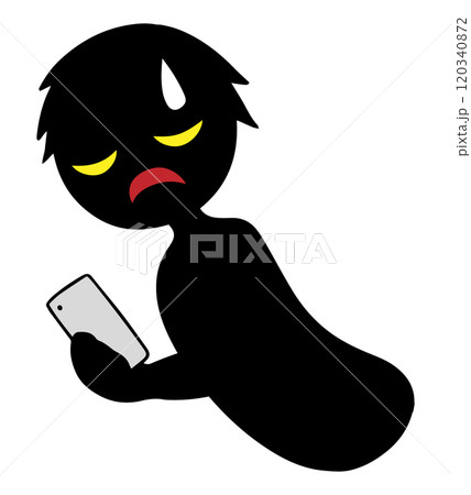 スマホを持った黒色のシルエットの悪人イメージの素材 スマホを持った黒色のシルエットの悪人イメージの素材 120340872