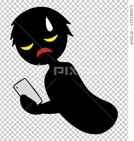 スマホを持った黒色のシルエットの悪人イメージの素材 スマホを持った黒色のシルエットの悪人イメージの素材 120340872