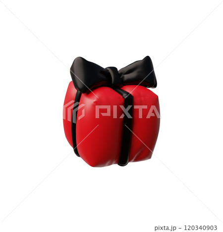 3d red gift box with black bow. 3d red gift box with black bow. 120340903