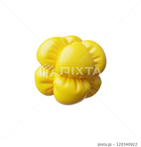 3d illustration of abstract inflatable round shape in bright yellow color on isolated background. 120340922
