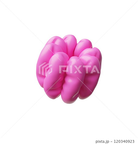 Vector 3d illustration with the image of abstract geometric inflatable shape in bright pink color. 120340923