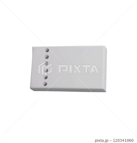 Voucher or coupon white blank with holes 3D plastic vector icon, adhesive paper price label, discount sale tag sticker 120341060