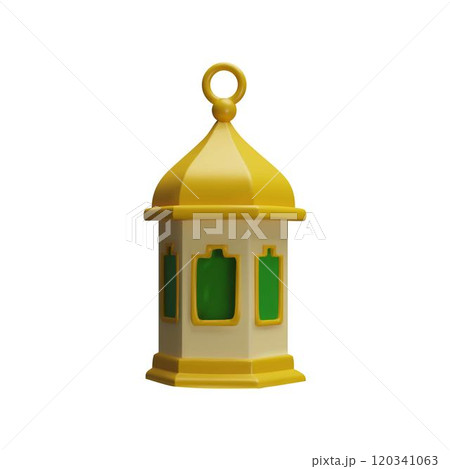 3D realistic lantern decoration with hanging, Ketupat for happy Eid Mubarak, vector Islamic Ramadan religion symbol 120341063