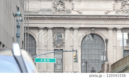 New York City Grand Central Terminal, 41 st. road sign. NY 42 street, Park Avenue, Pershing Square. 120341556