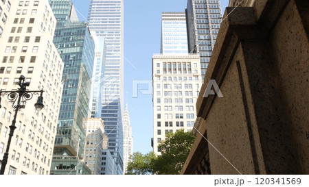 New York City Manhattan Midtown urban architecture. Chrysler building, 42 street skyscraper, USA. 120341569