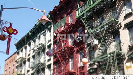 New York City Manhattan Chinatown street building. Chinese culture, Little China ethnic district USA New York City Manhattan Chinatown street building. Chinese culture, Little China ethnic district USA 120341594