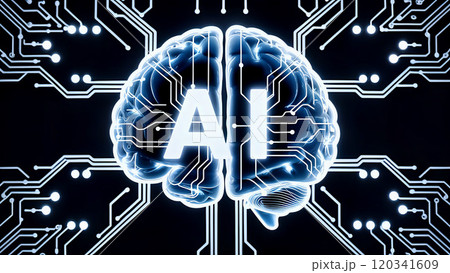 AIと脳のネットワーク:未来のテクノロジーを象徴するイメージ:青い人工知能 AIと脳のネットワーク:未来のテクノロジーを象徴するイメージ:青い人工知能 120341609