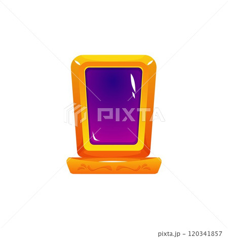 Vector illustration of a magical golden mirror in cartoon style with beautiful engraving Vector illustration of a magical golden mirror in cartoon style with beautiful engraving 120341857