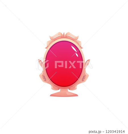 Vector illustration with the image of a magic oval mirror on a leg and pink glass. 120341914