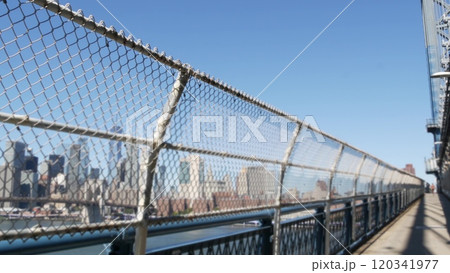 New York City Manhattan Bridge, United States. Pedestrian path perspective. USA travel destination. 120341977
