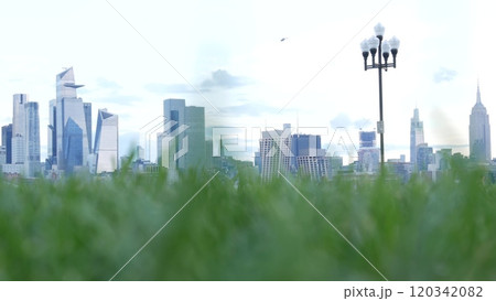 New York City waterfront skyline, Manhattan Midtown cityscape Hudson Yards skyscrapers. New Jersey. New York City waterfront skyline, Manhattan Midtown cityscape Hudson Yards skyscrapers. New Jersey. 120342082
