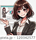 説明するスーツの女性 120342577